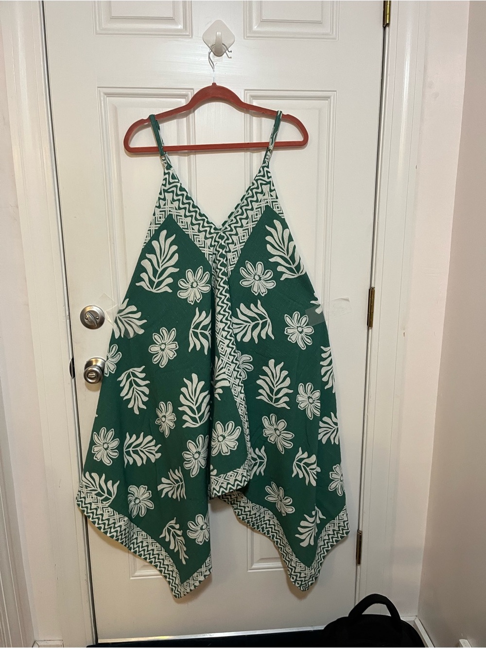 Green & White Floral Handkerchief Hem Sundress/Pant